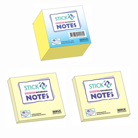 Kostka samoprzylepna 76x76 400k. żółta neon StickN